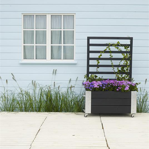 Blomlåda PLUS Cubic med Spalje Svart 87x50x130 cm