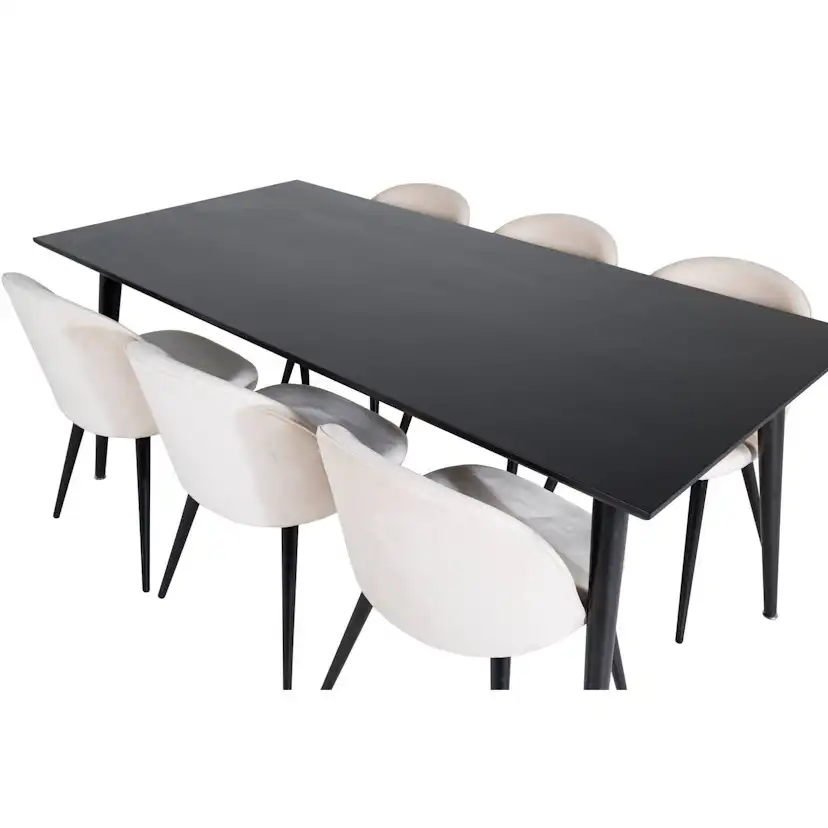 Matgrupp Basic Home Balisa Rektangulärt Matbord 180 cm med 6 Valeri Matstol