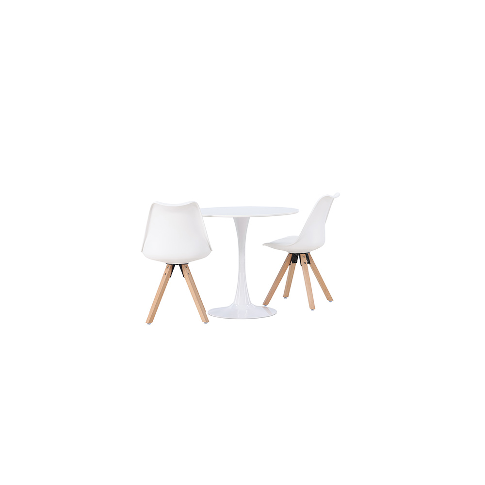 Matgrupp Venture Home Hamden Ø60 cm med 2 st Zeno stolar Vit