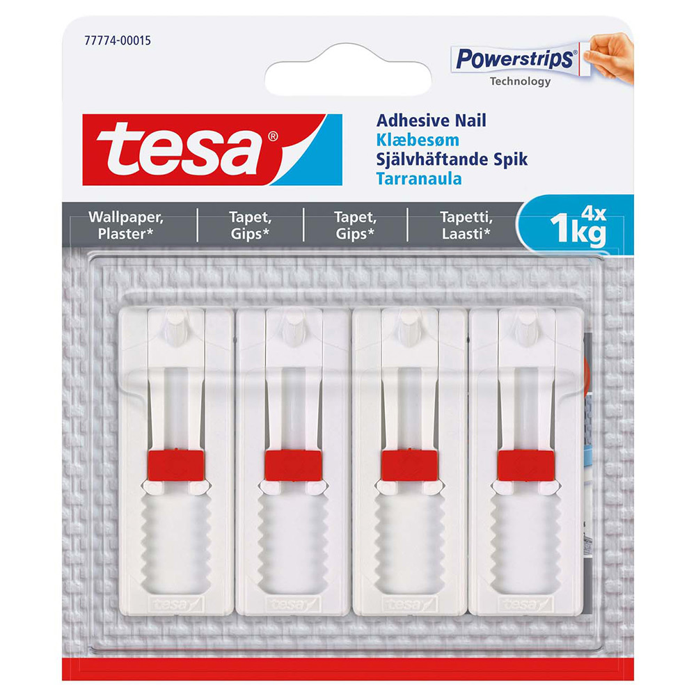 Självhäftande Spik Tesa Justerbar Tapet 4 st 1 kg