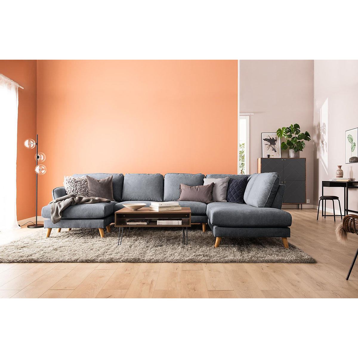 Trend Lyx U-soffa med Divan Vänster Mörkgrå