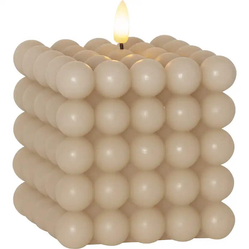 LEDBlockljus Flamme Dot Beige