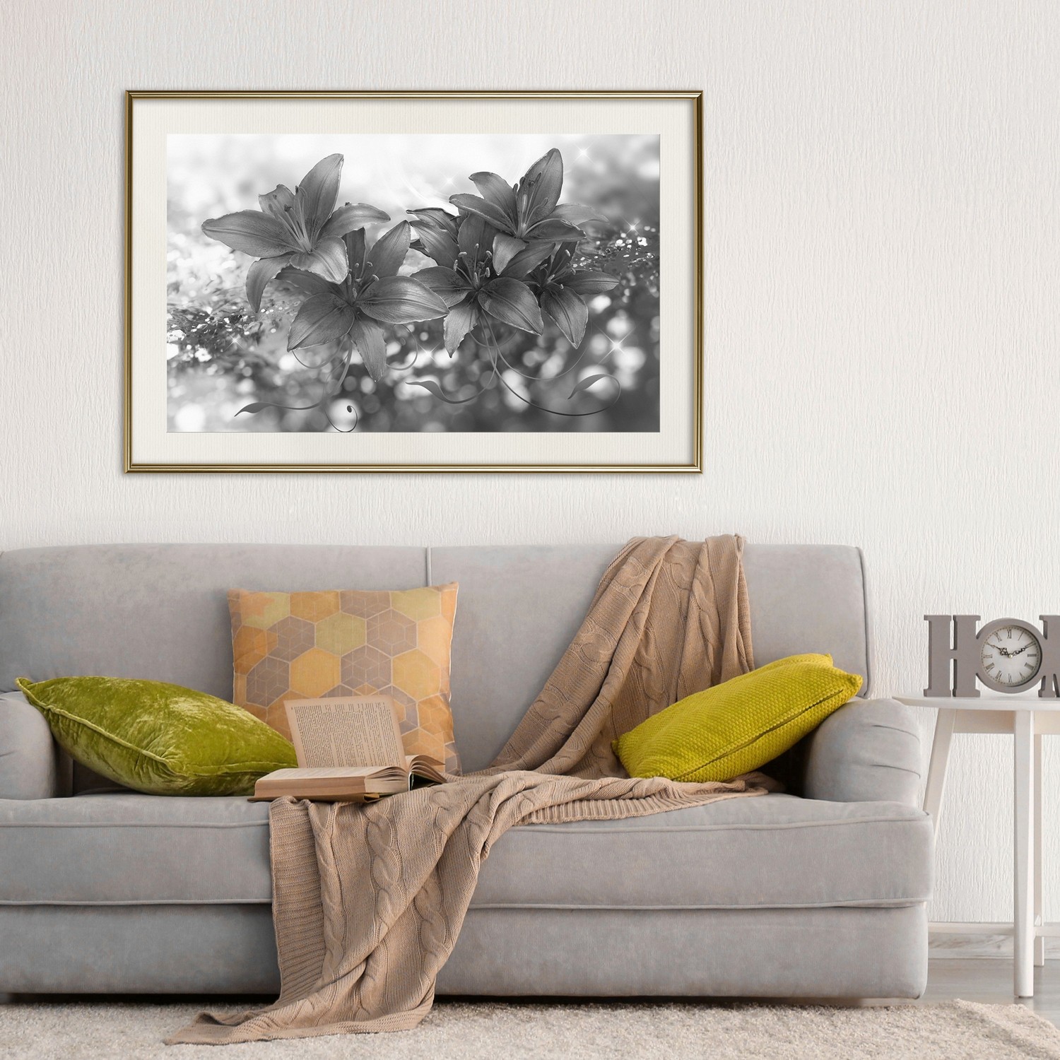 Affisch - Silver Bouquet [Poster] 30x20 Guld ram med passepartout, 30x20 cm