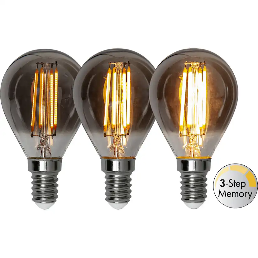 LED-Lampa Star Trading Soft Glow Smoke 3-step memory E14 P45