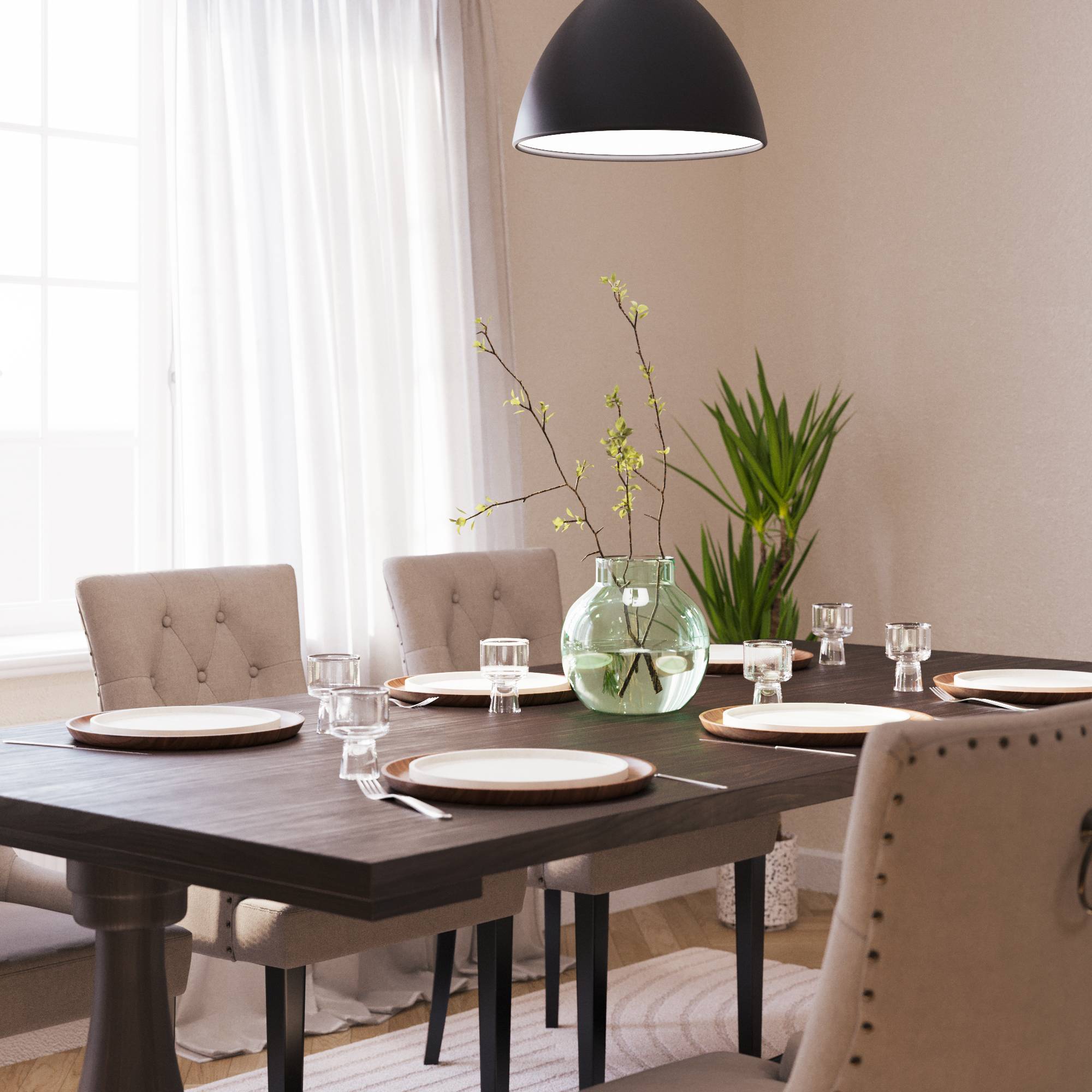 Matgrupp Bloomington Dijon Rektangulärt Matbord 200 cm med 6 Viktoria Matstol