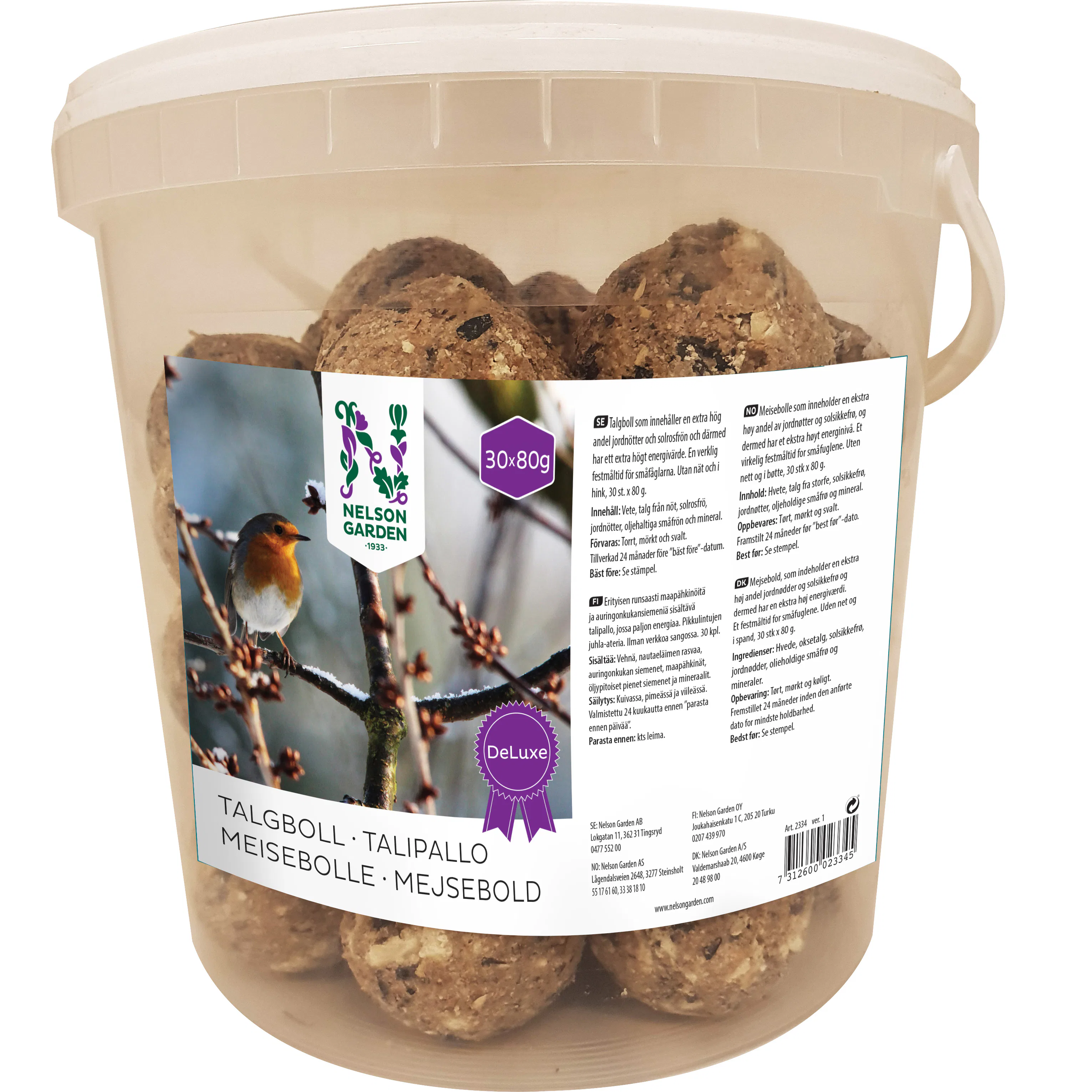 Fågelmat Nelson Garden Talgboll Deluxe 80 g