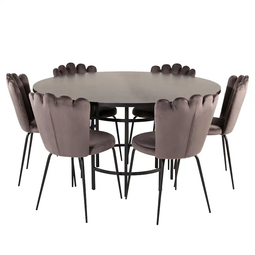 Matgrupp furniture/fashion Copenhagen med 6 Gråa Limhamn Light Stolar