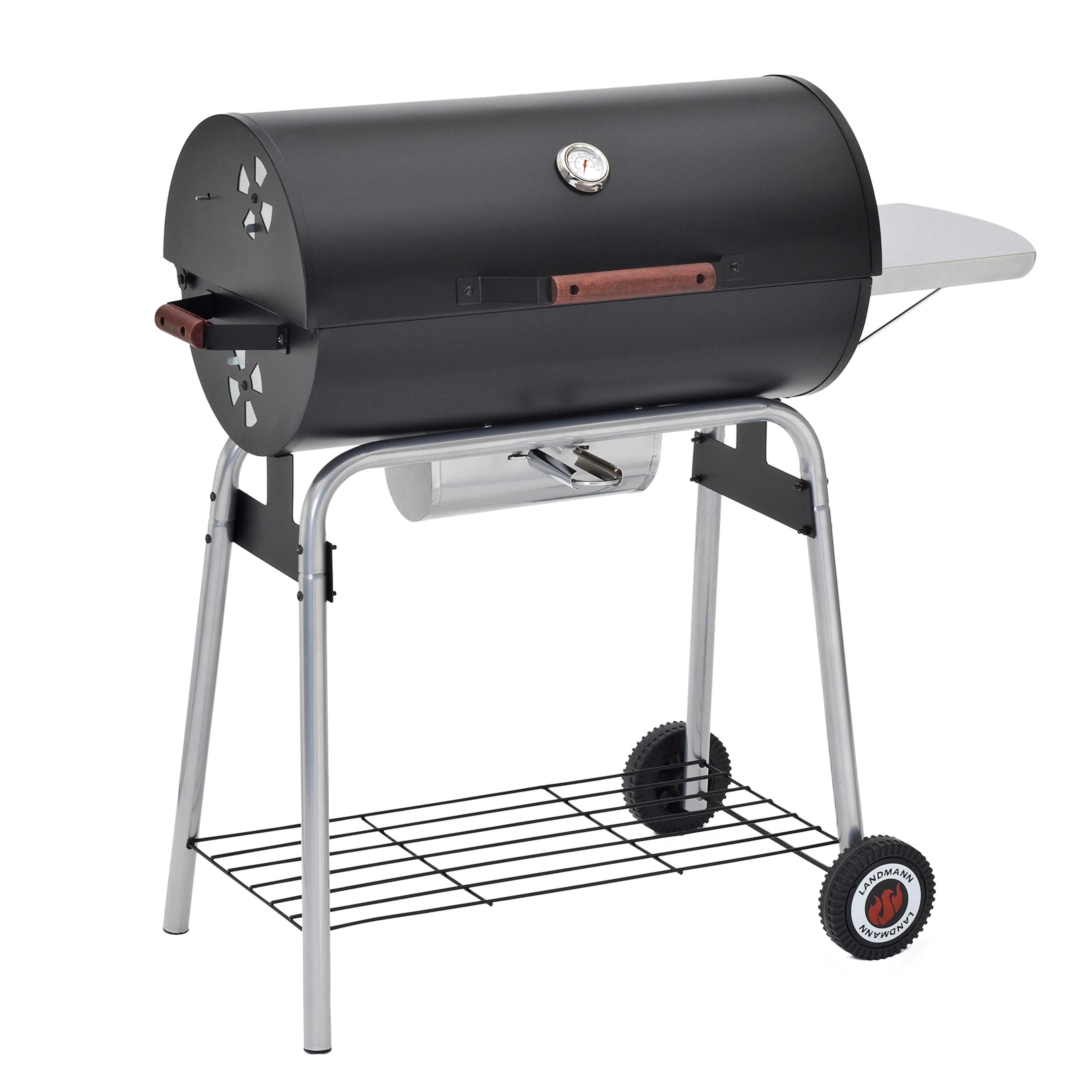 Kolgrill Landmann Black Taurus 660 Grilltunna med Justerbart Galler & Avtagbart Sidobord