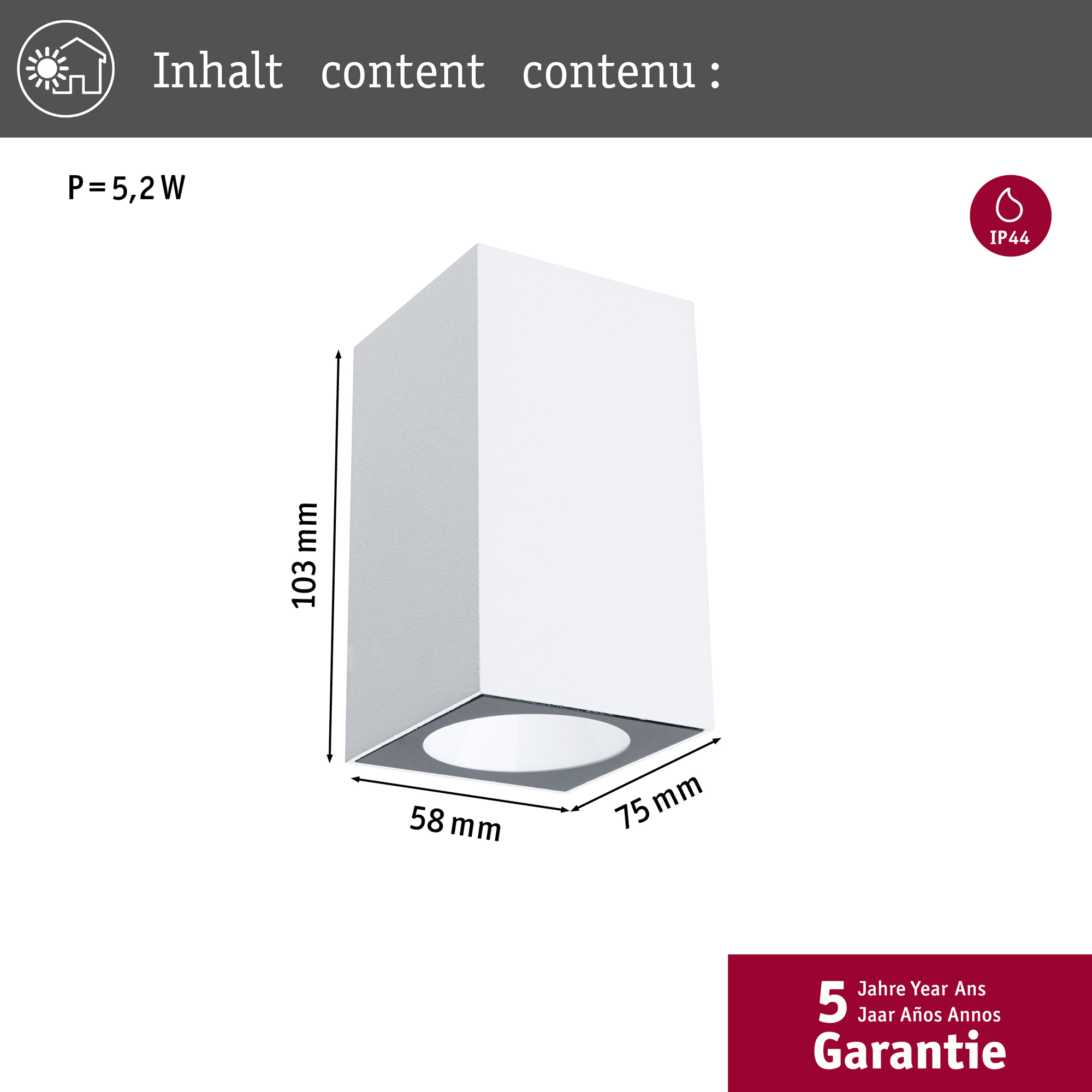Fasadbelysning Paulmann Flame LED Nedåtljus IP44 230V