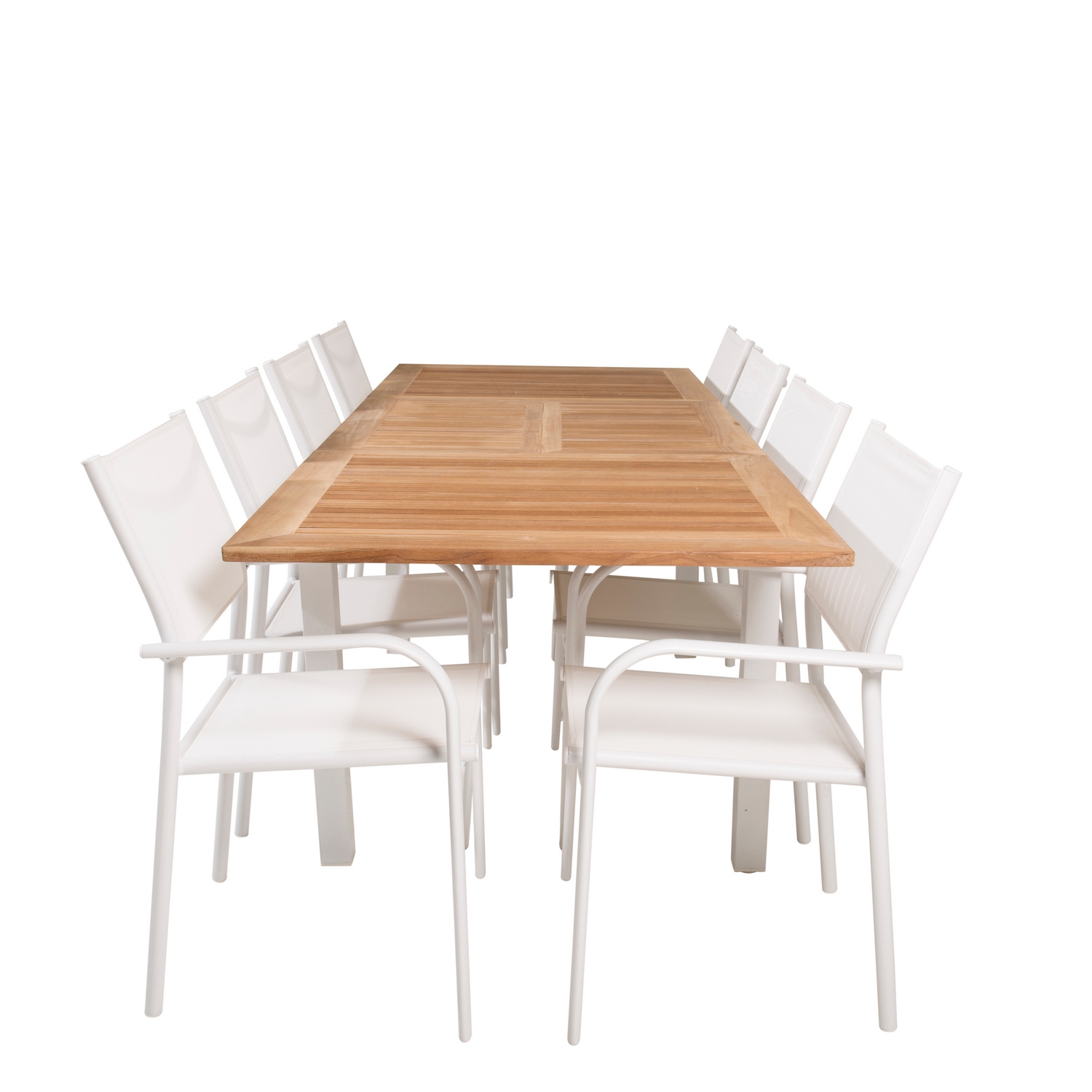 Panama Dining Table 160/240*90 - White Alu / Teak+Santorini Blanka Ben