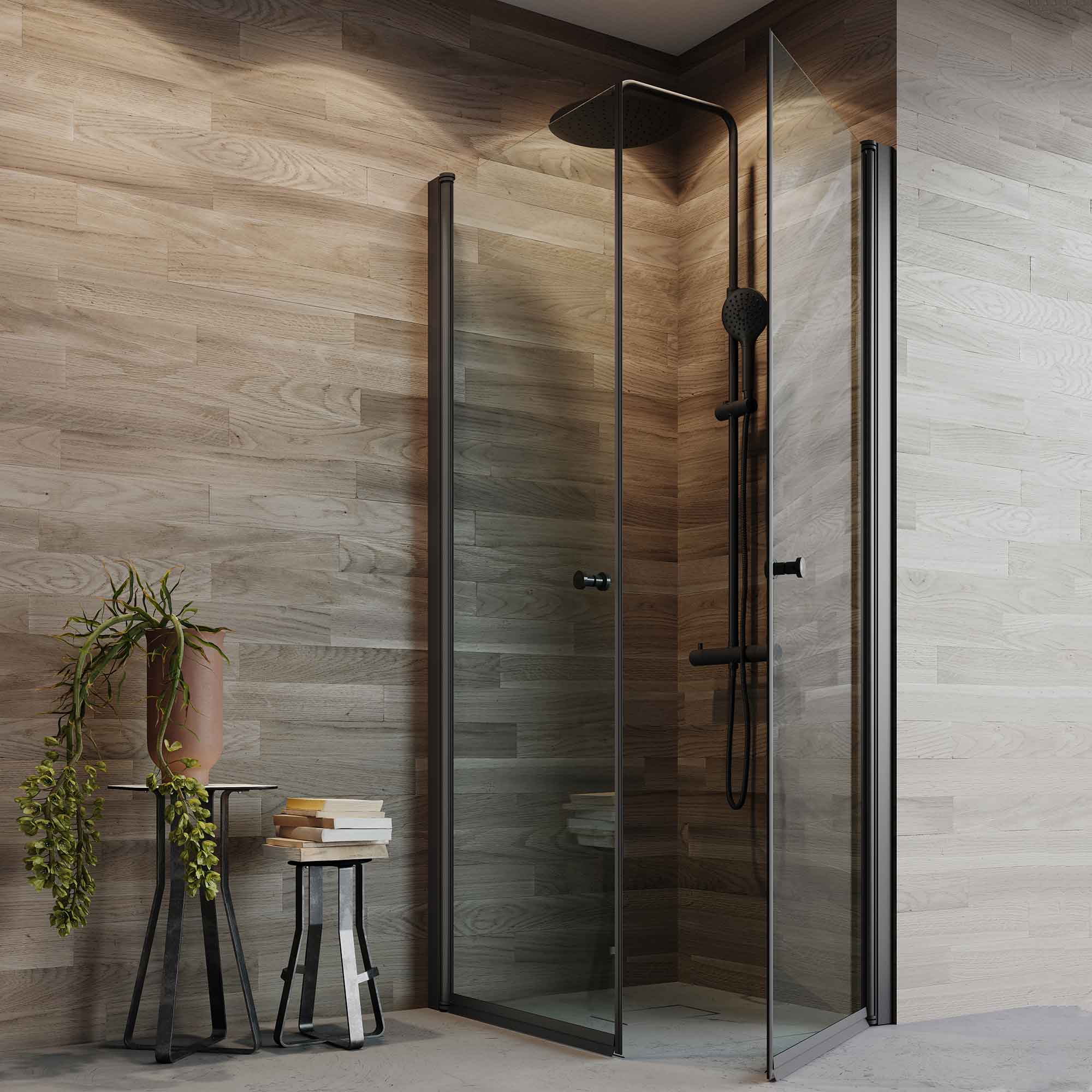 Duschhörn Arrow Corner med Svarta Profiler