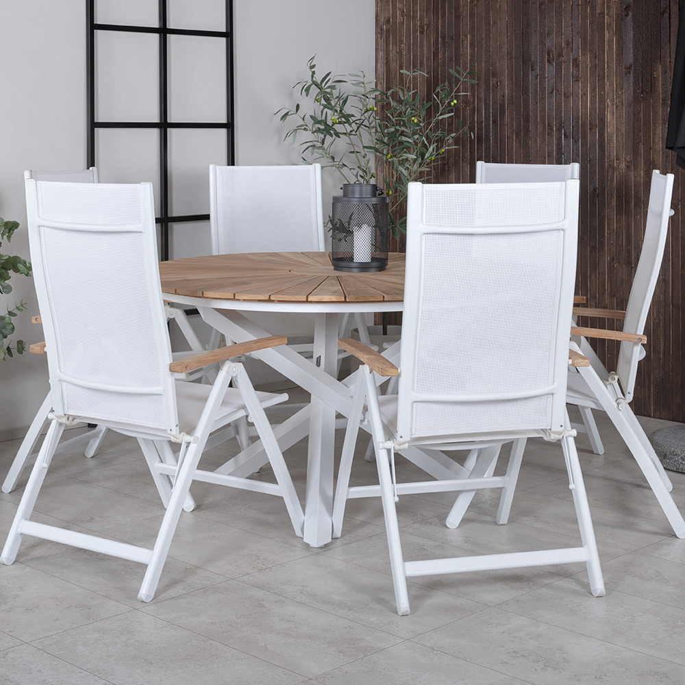Matgrupp Venture Home Mendi Rund med 6 Pave Stolar