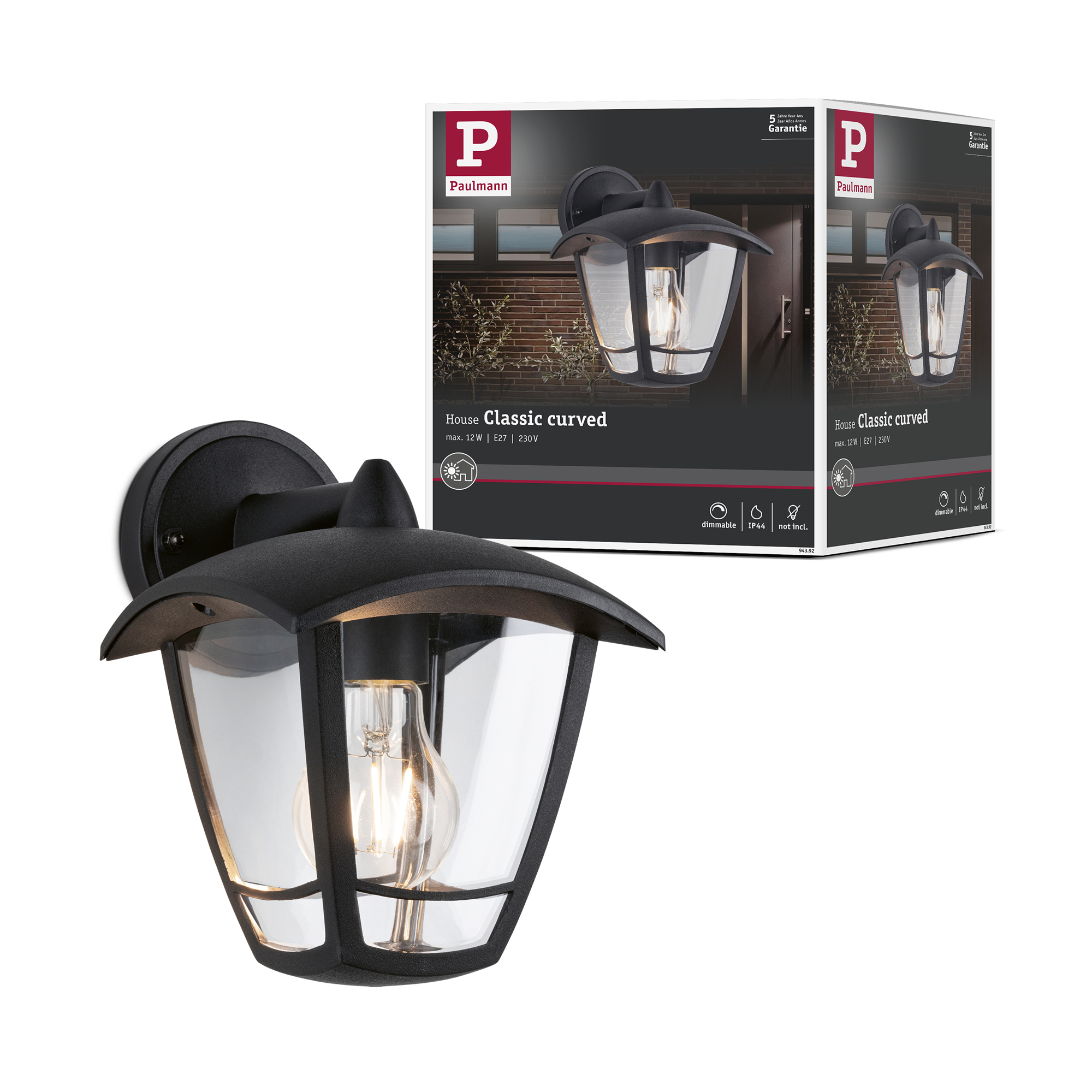 Fasadbelysning Paulmann Classic Curved Hängande IP44 230V