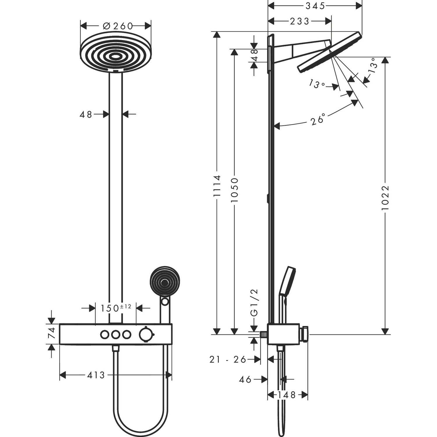 Takduschset Hansgrohe Pulsify S 260 2jet