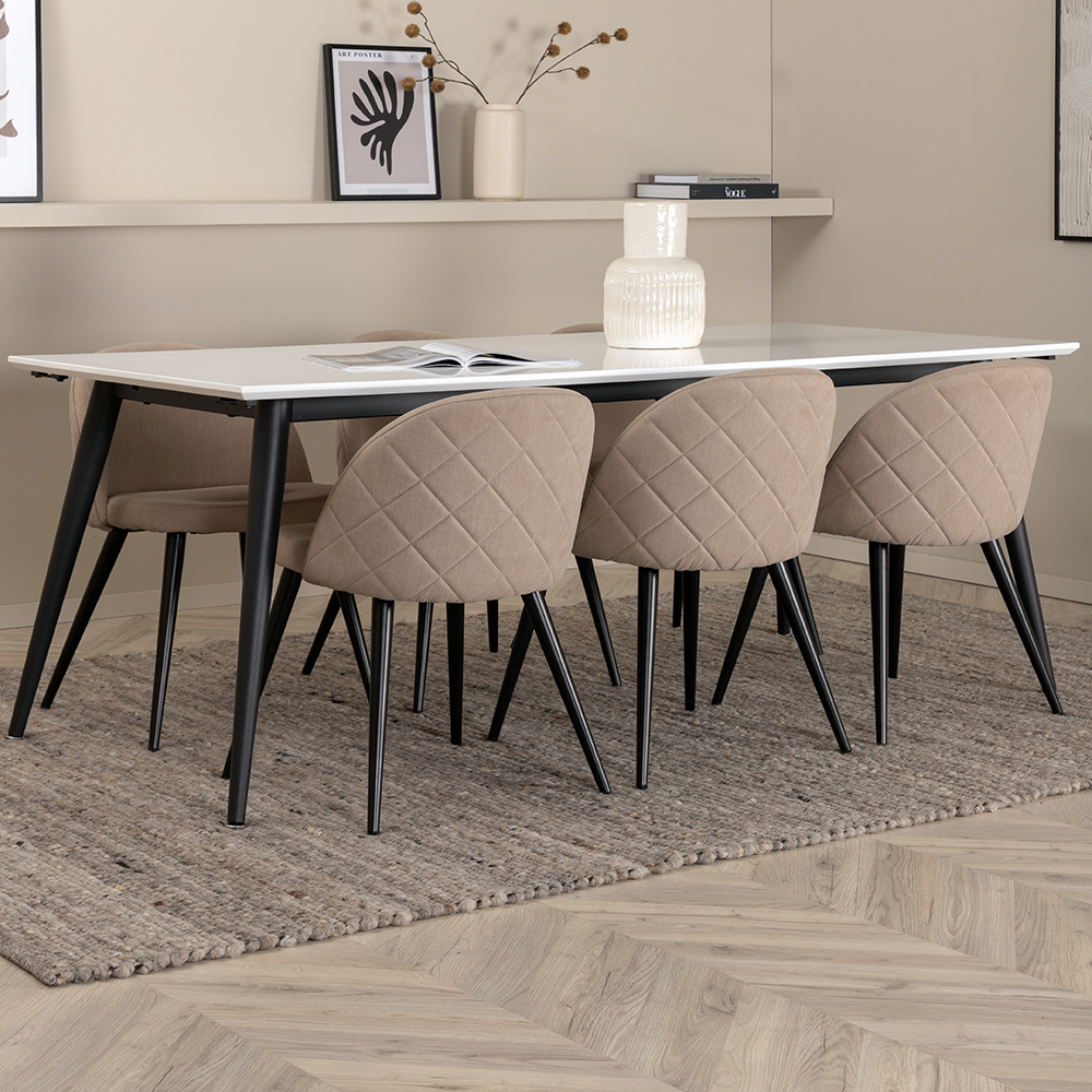 Matgrupp Venture Home Jolie med 6 Valentina Stitcthes Stolar Polyesterlinen
