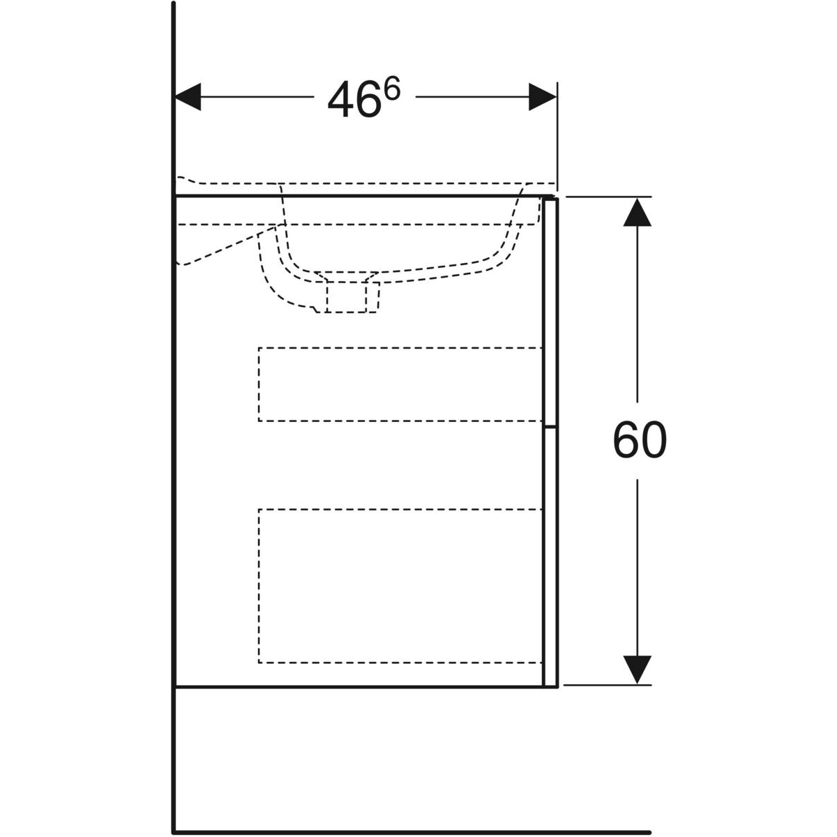 Ifö Elegant underskåp för möbeltvättställ, med två lådor: B= Vit, 600x600 mm