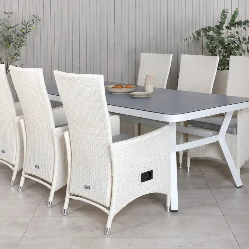 Matgrupp Utomhus Venture Home Virya 160x90 cm med 6 Padova ReclinerUtefåtöljer