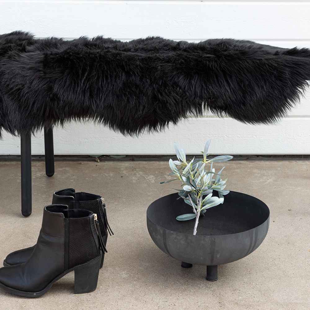 Katy Polyester Fake Fur - 180*55-Pläd-Black Svart