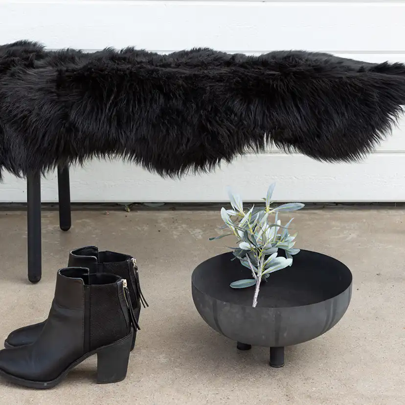 Katy Polyester Fake Fur - 180*55-Pläd-Black Svart