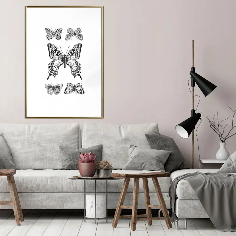 Poster Artgeist Affisch Five Butterflies