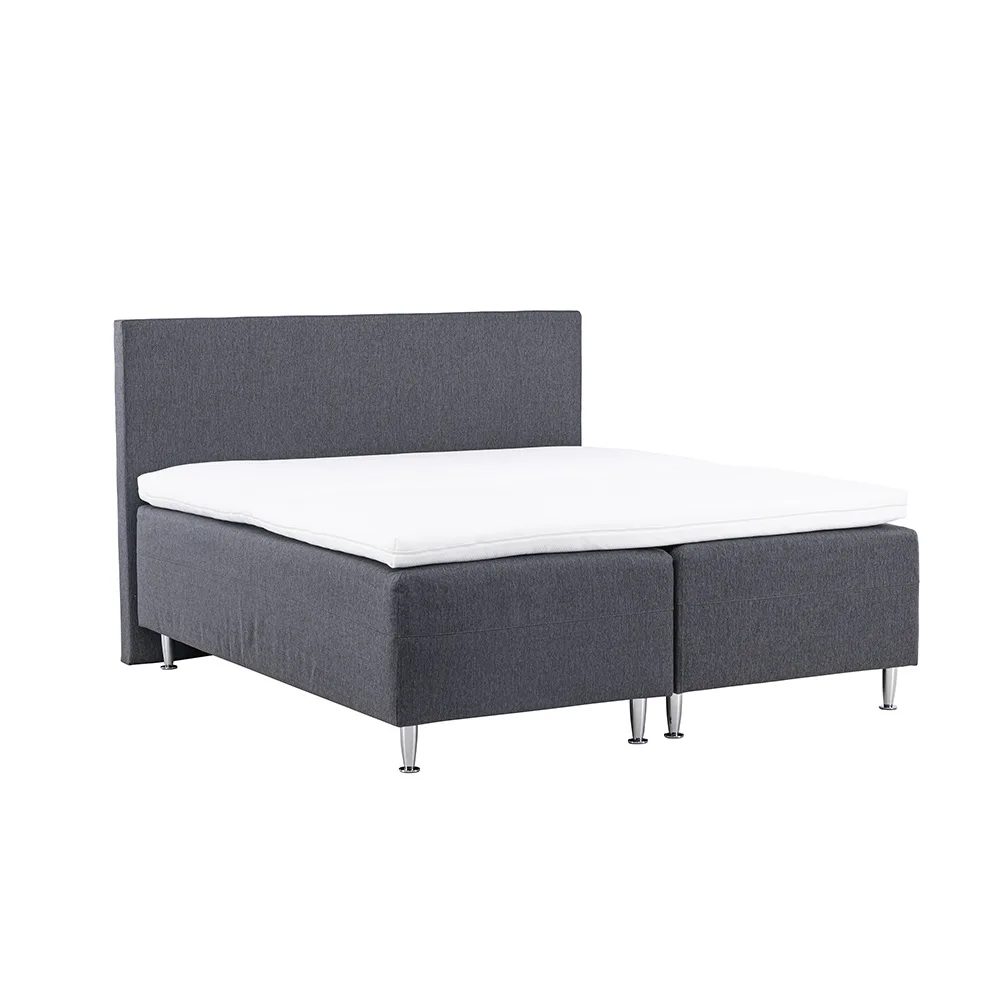 Mesa Bed 180*200 - Matte Silver / Dark grey Fabric Lino 12 Mörkgrå