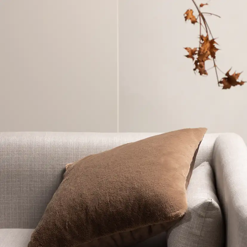 Thea Cushion Cover Rabbit fur/Poly Velvet - Brown Brun