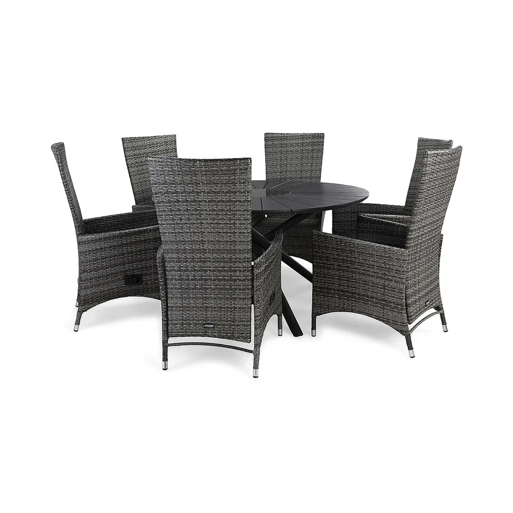 Matgrupp Comfort Garden Finnhamn 140 med 6 Ställbara Fåtöljer Jenny