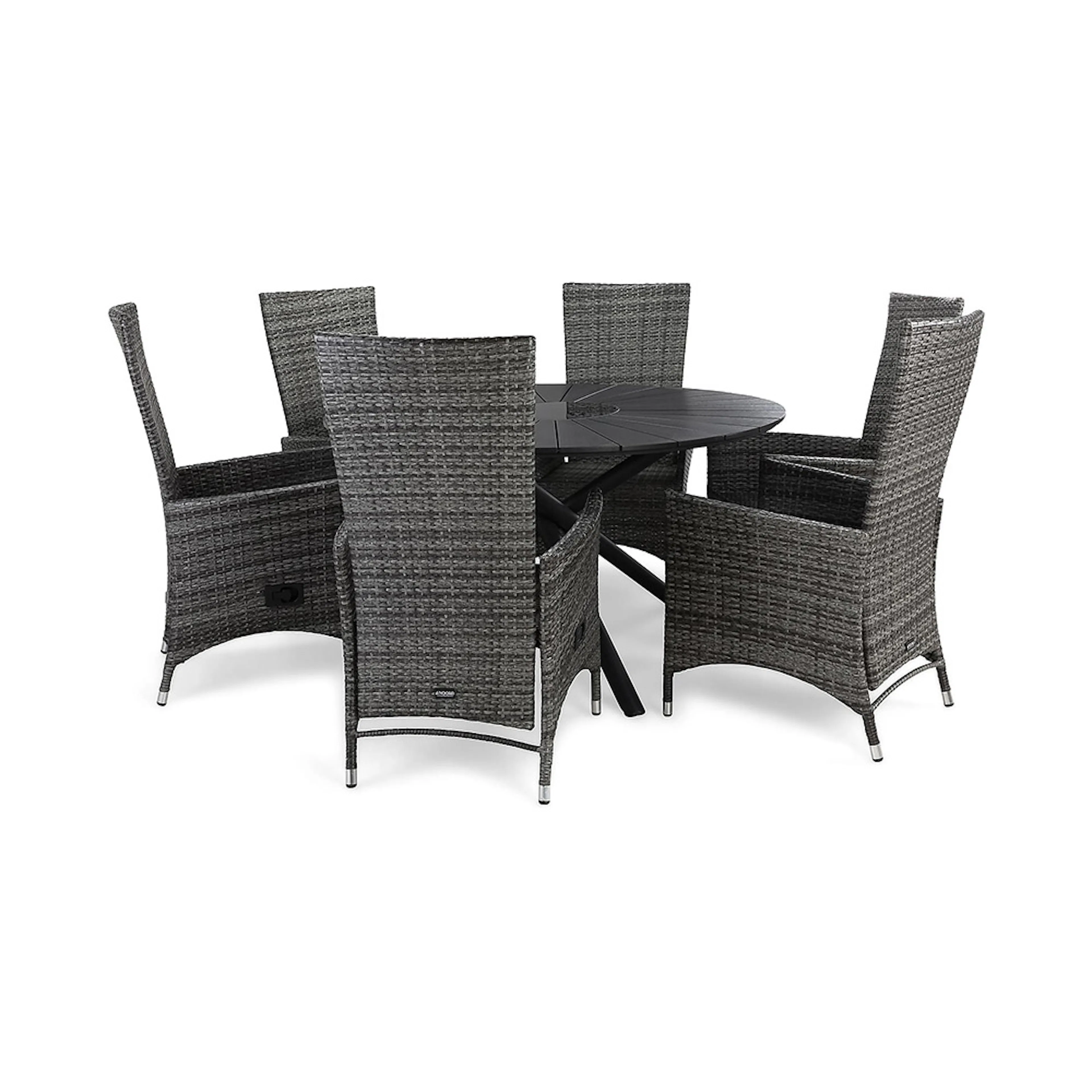 Matgrupp Comfort Garden Finnhamn 140 med 6 Ställbara Fåtöljer Jenny