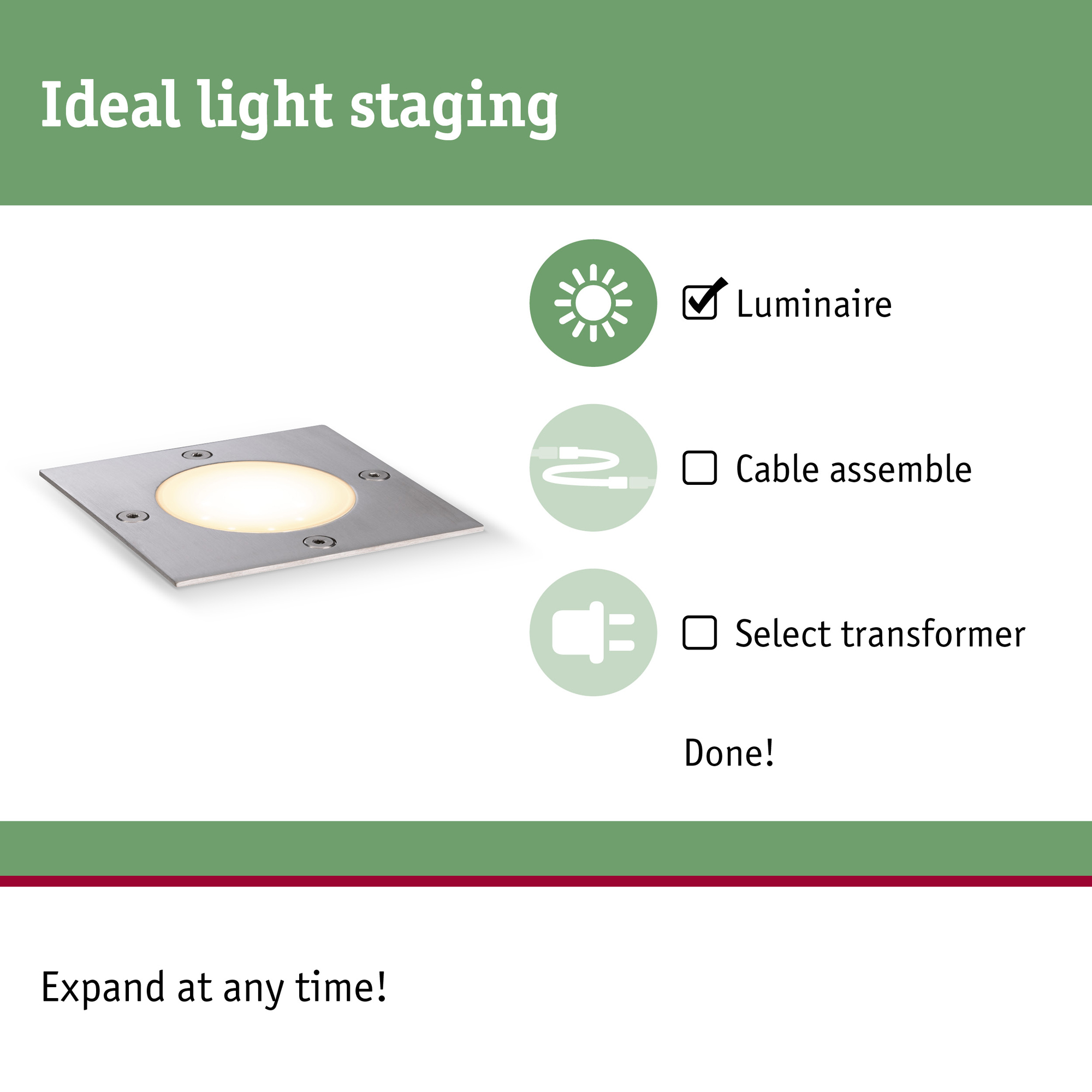 LED Infälld Markbelysning Paulmann Plug & Shine Floor Spot Kvadrat IP67 24V