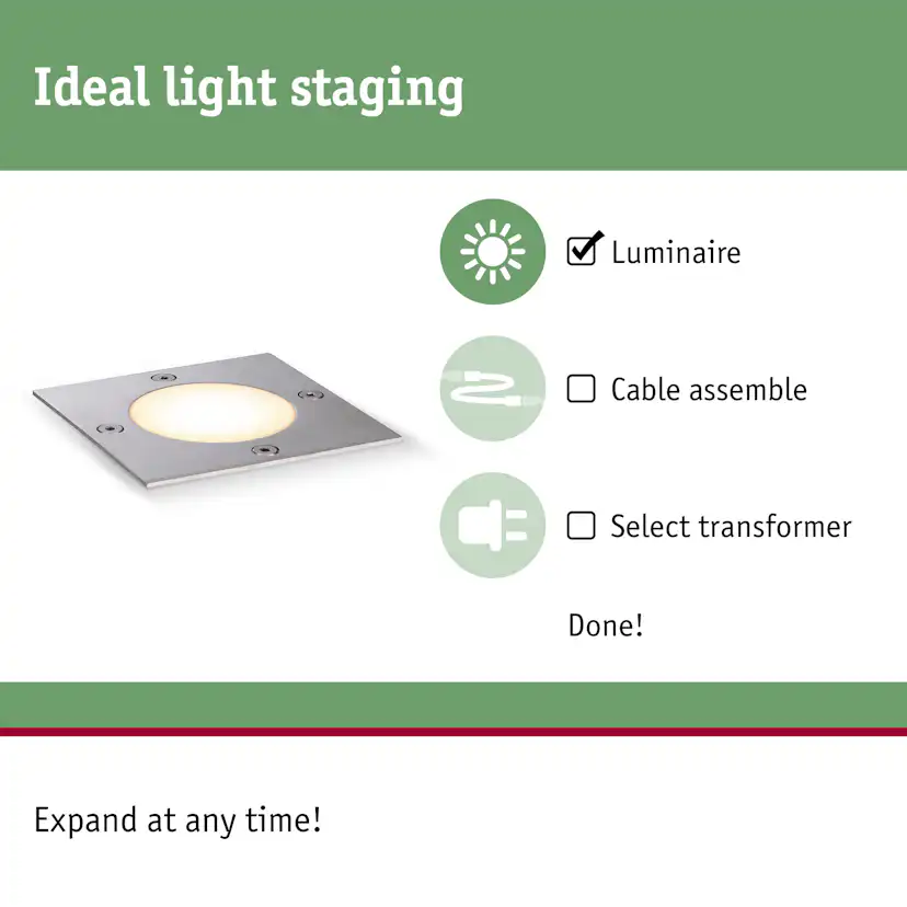 LED Infälld Markbelysning Paulmann Plug & Shine Floor Spot Kvadrat IP67 24V