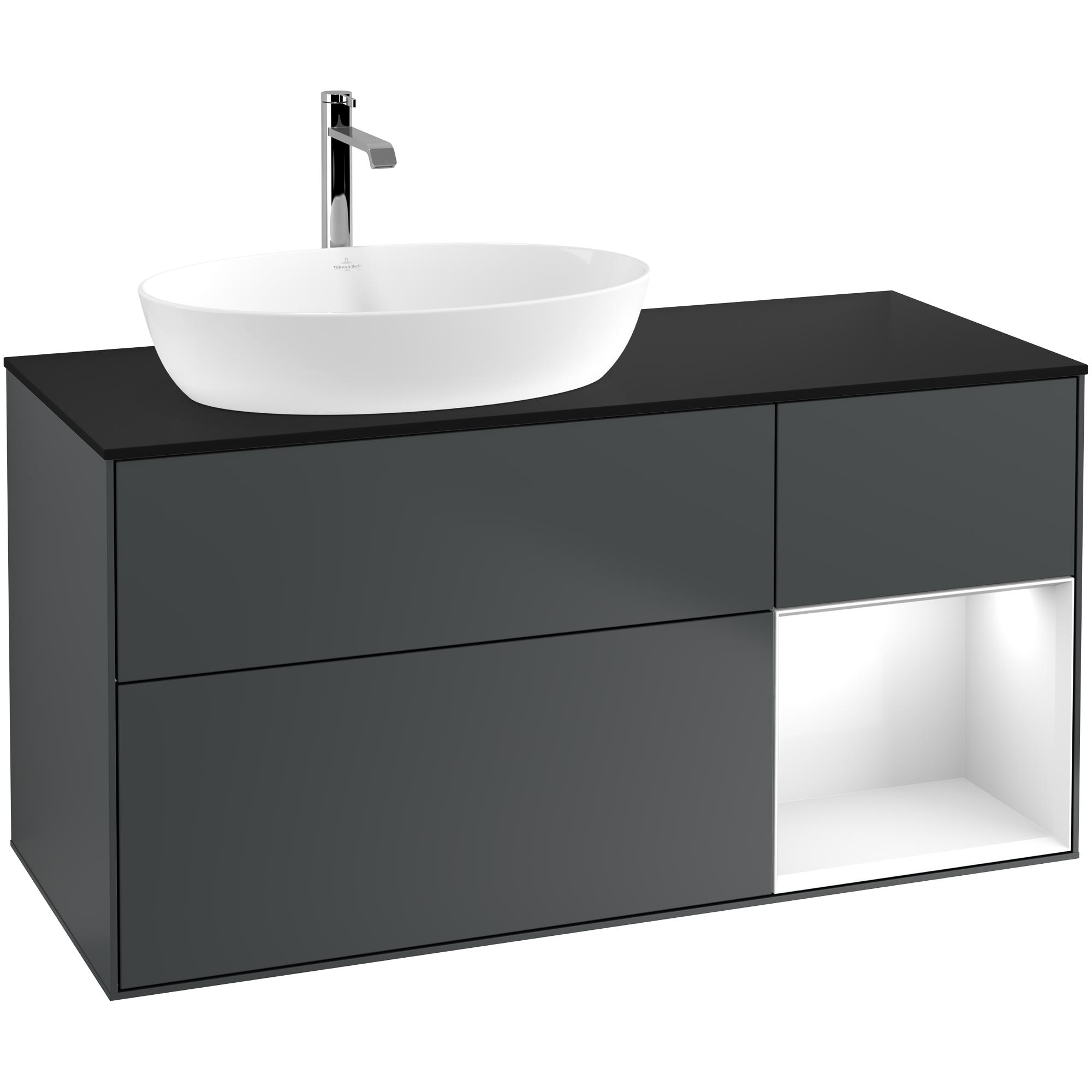Tvättställsskåp Villeroy & Boch Finion med 3 Lådor Hylla och Bänkskiva för Ocentrerat Tvättställ från Artis & Collaro