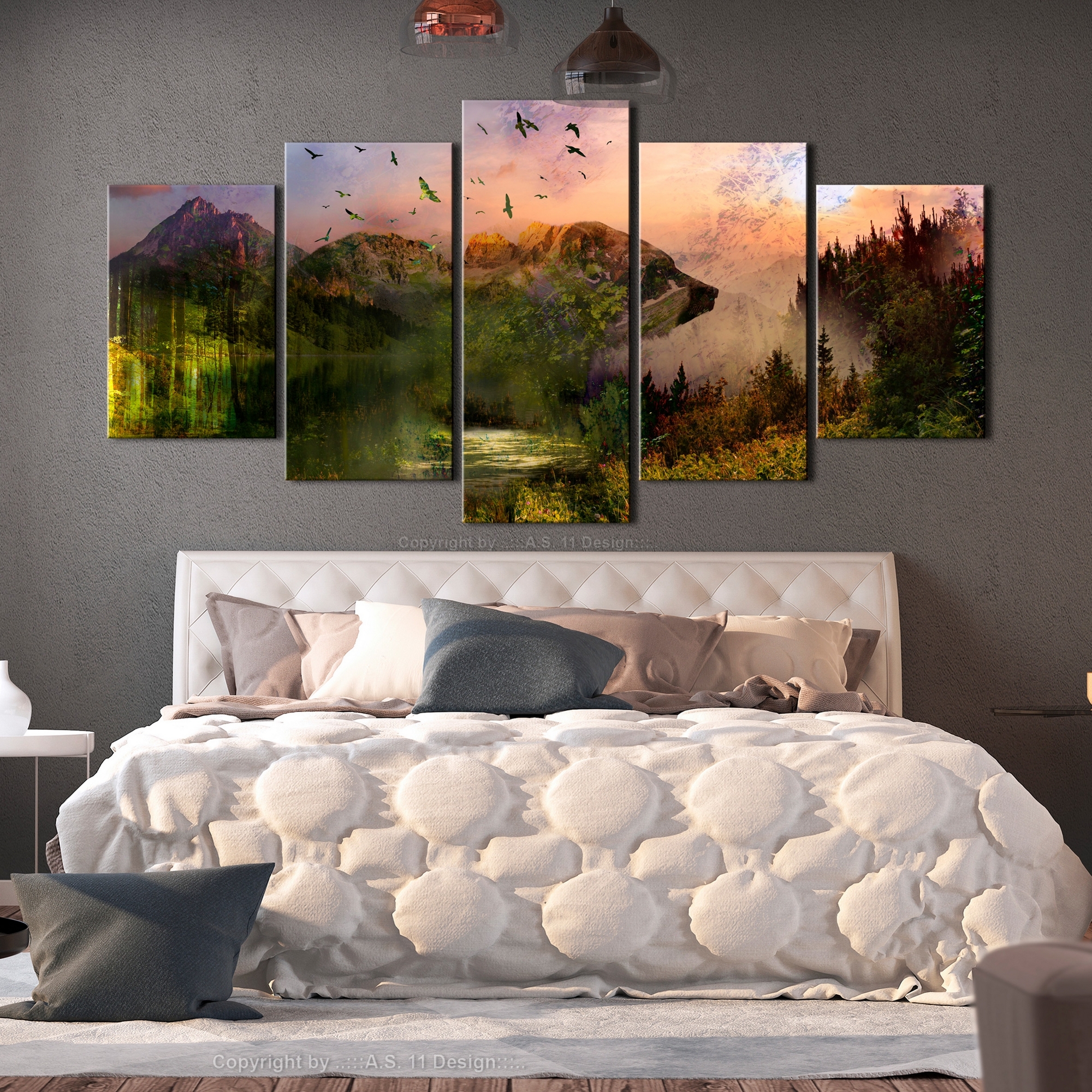 Tavla Arkiio Bear In The Mountain Wide 5 delar