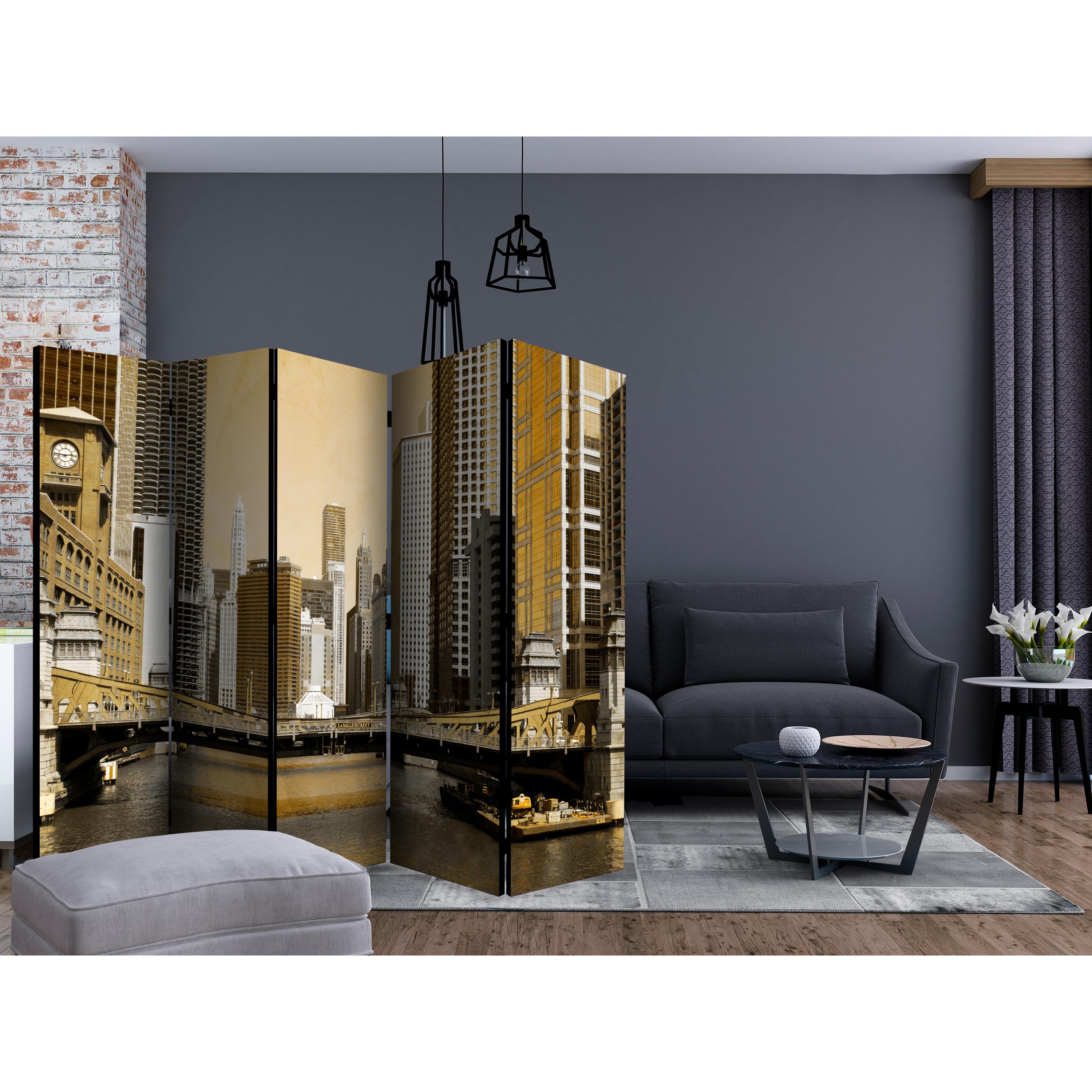Rumsavdelare Skärmvägg Arkiio Chicago's Bridge Vintage Effect II 225x172 cm