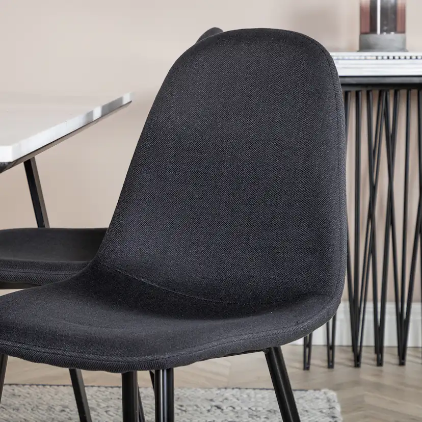 Estelle Table White / Black+Polar Chair - - Black Fabric_4 Vit/Svart