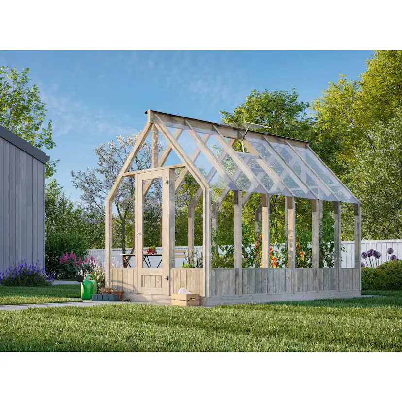 Växthus Palmako Emilia Fristående med Härdat Säkerhetsglas & Tryckimpregnerat Trä, 8,7 m²