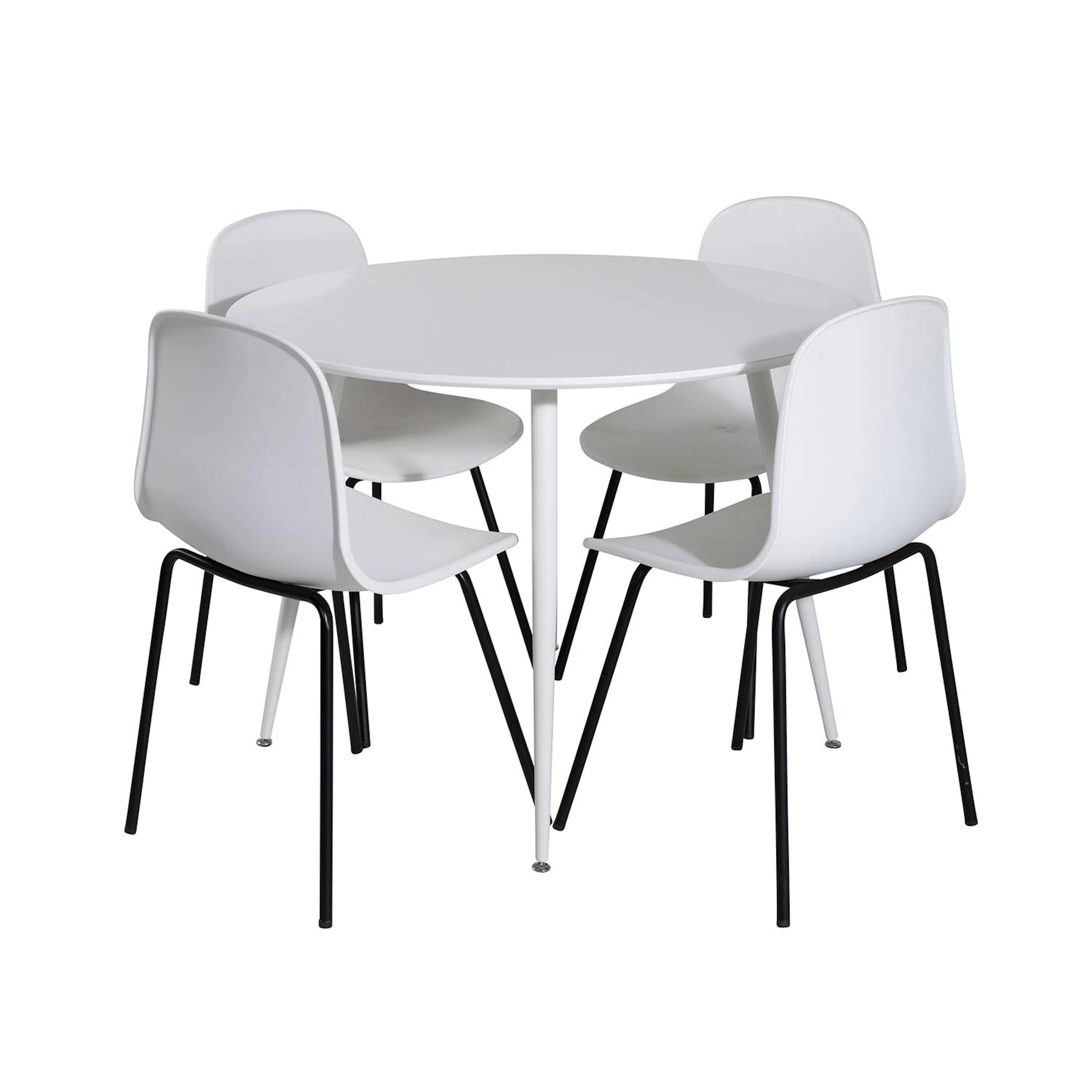 Plaza Round Table - White top /Arctic Chair -White Plastic_4 Vit/Svart