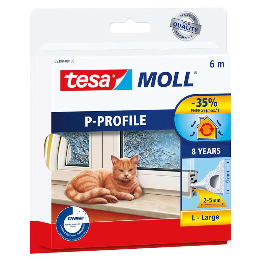 Tätningslist Fönster Tesa P-list Vit 6 m
