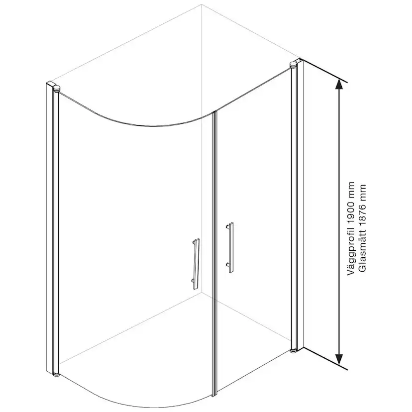 Duschhörn Arrow Free + Door/DuoDoor Klarglasx672x330