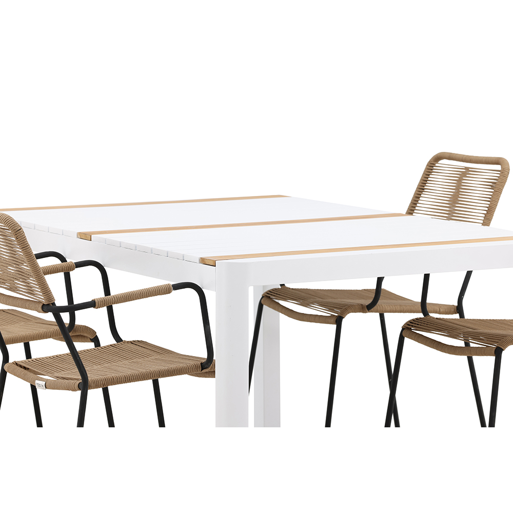 Matgrupp Utomhus Venture Home Togo 150x100 cm med 4 Lindos Trädgårdsstolar med Armstöd