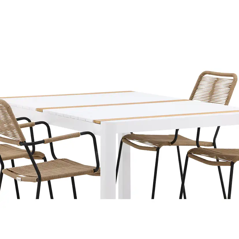 Matgrupp Utomhus Venture Home Togo 150x100 cm med 4 Lindos Trädgårdsstolar med Armstöd