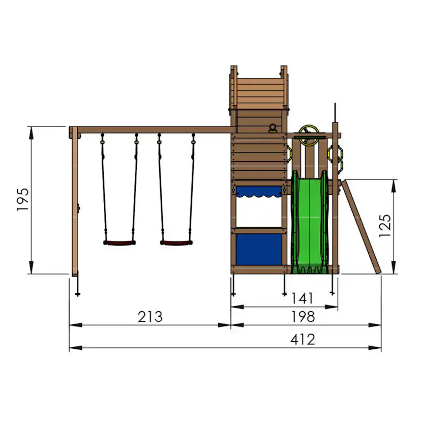 Jungle Gym Resort lektorn komplett inkl. gungmodul och blå r Blå