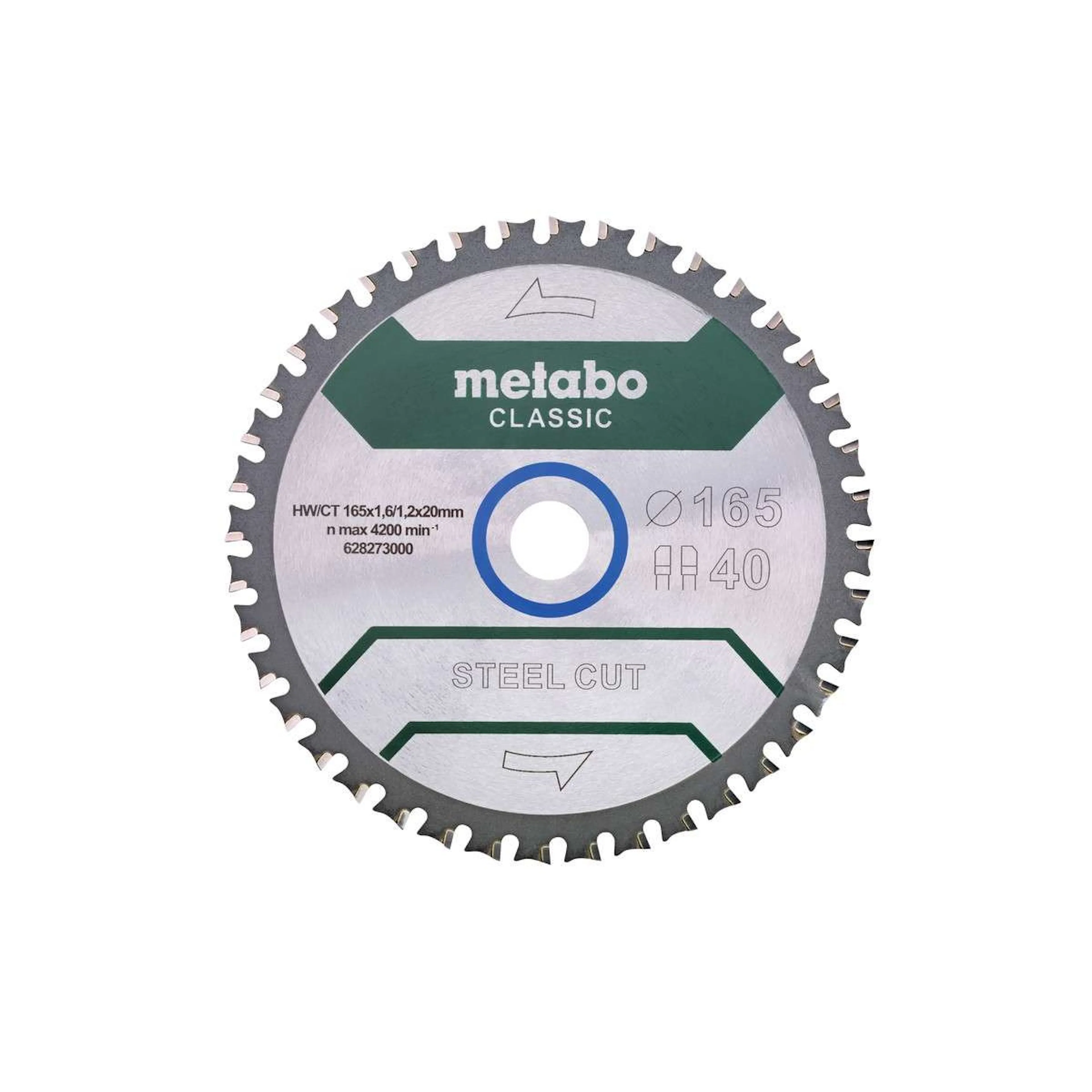 Sågklinga Metabo Steel Cut Classic 165x20 Z40 FZFA/FZFA 4°