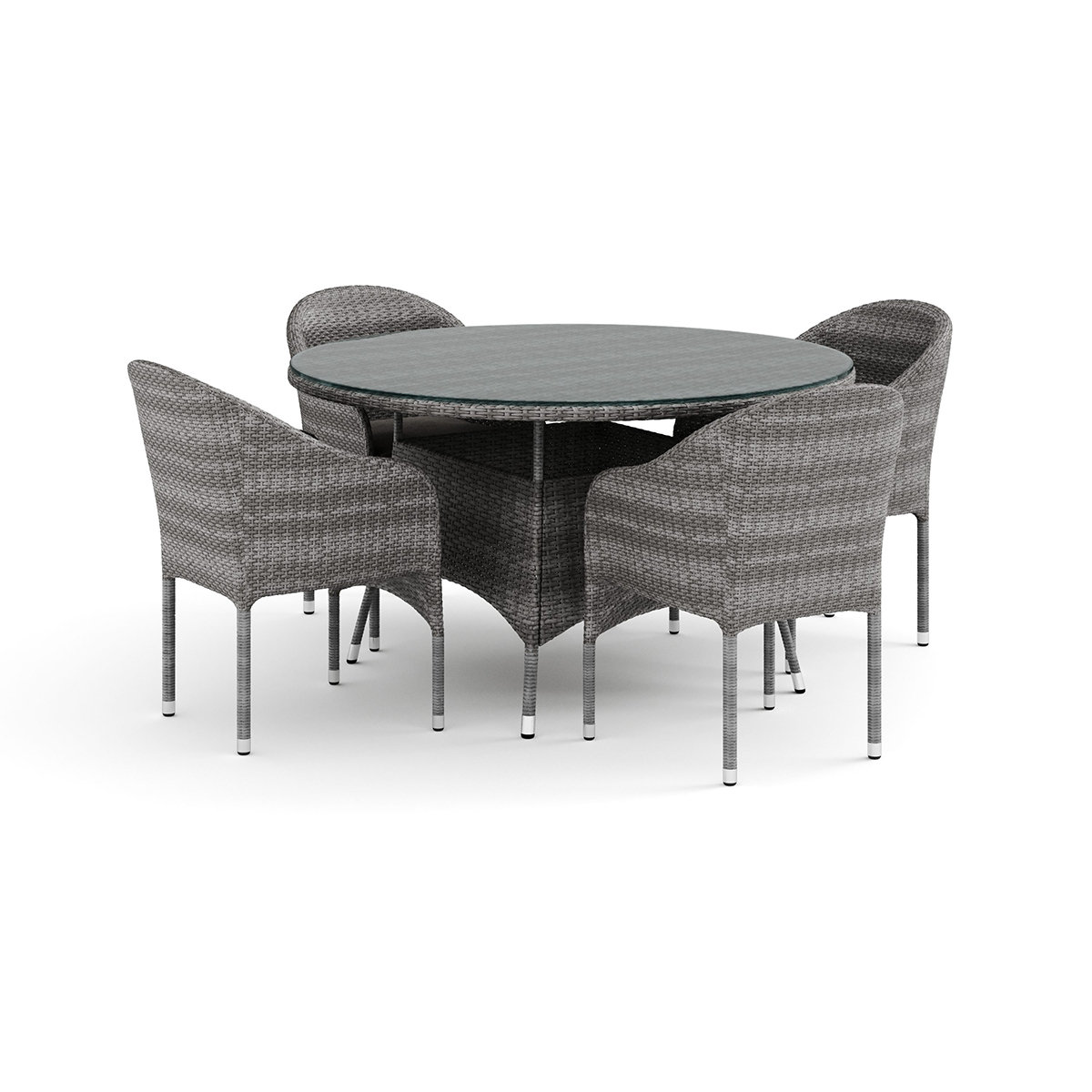 Trädgårdsgrupp Comfort Garden Thor utomhus rund matgrupp 140 cm med 4 Thor fåtöljer