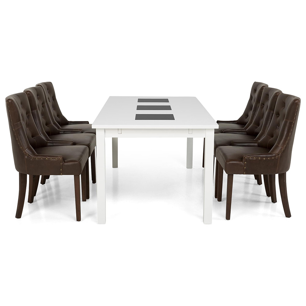 Matgrupp In Living Jasmin 180 cm med 6 Tuva Fåtölj Vit/Brun