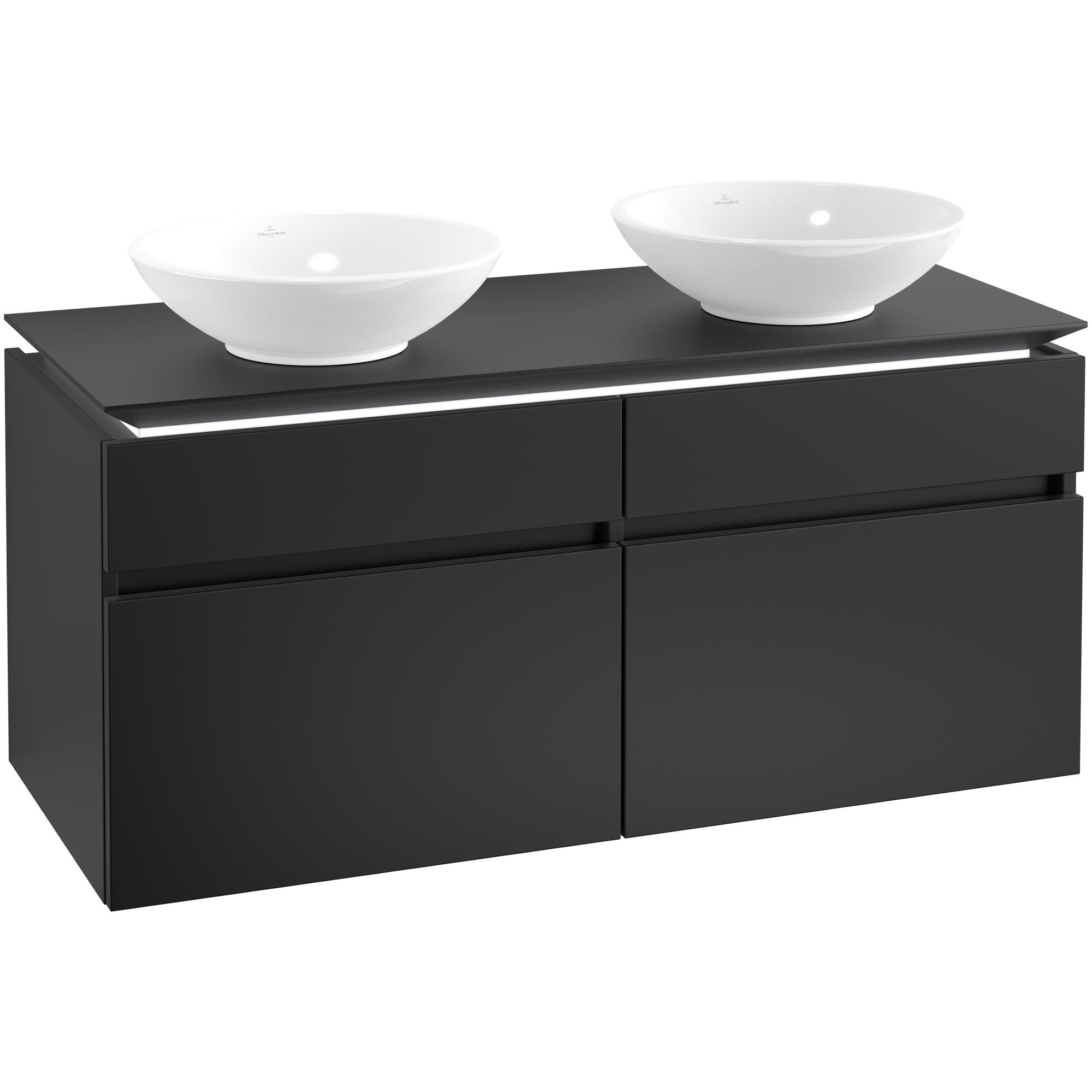 Tvättställsskåp Villeroy & Boch Legato 1200 med 4 Lådor för Två Ytmonterade Tvättställ