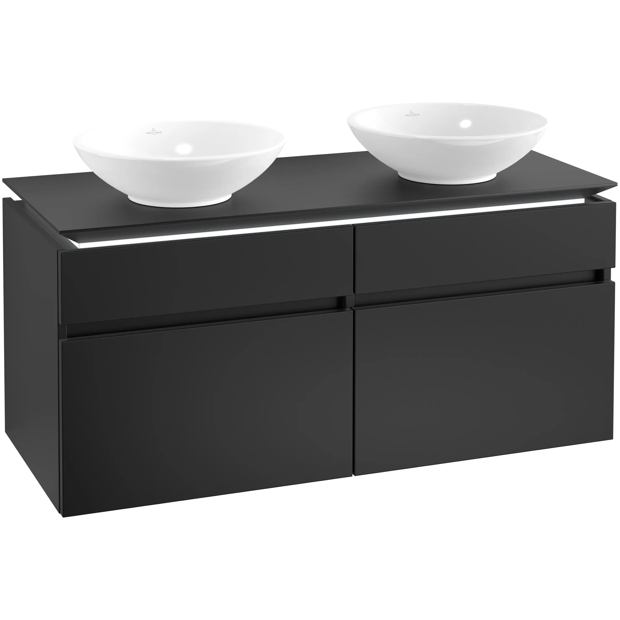 Tvättställsskåp Villeroy & Boch Legato 1200 med 4 Lådor för Två Ytmonterade Tvättställ