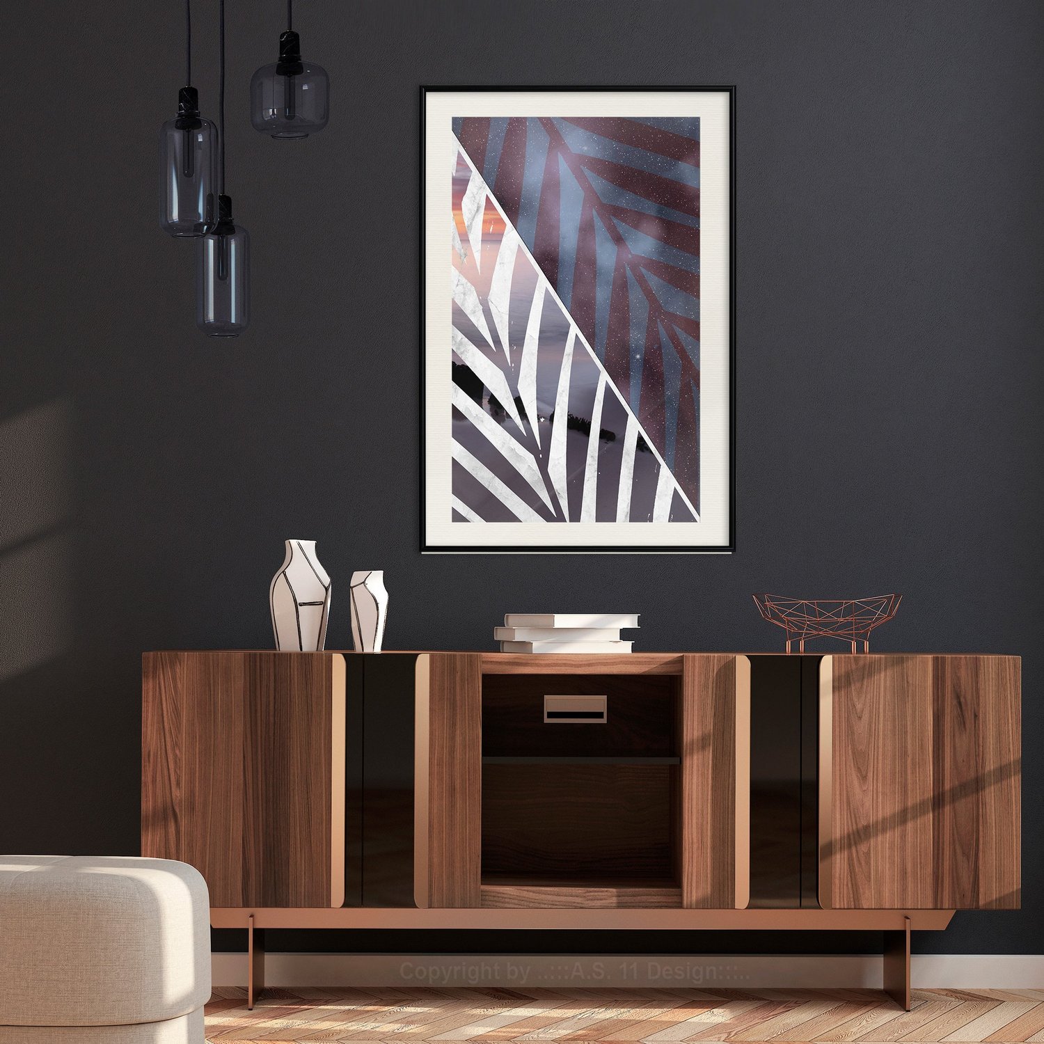 Affisch - Tropical Day [Poster] 40x60 Svart ram med passepartout, 40x60 cm