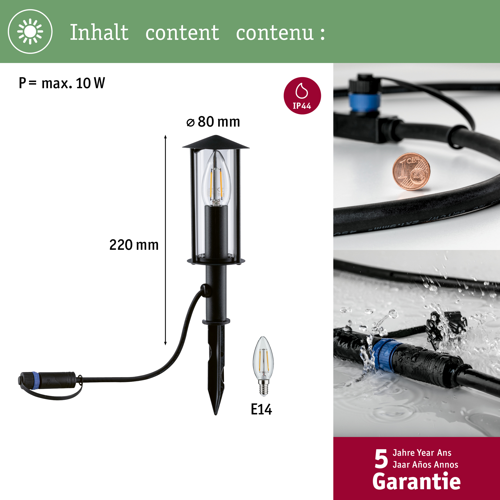 Pollare LED Paulmann Classic Mini Plug & Shine IP44 24V