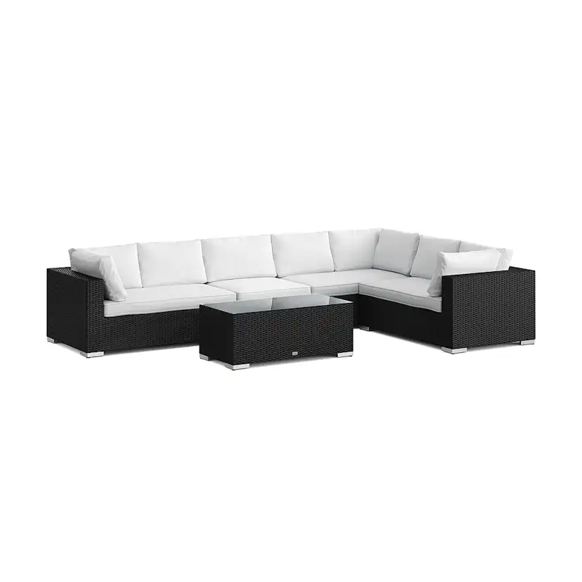 Loungegrupp Comfort Garden Bahamas L-formad utesoffa vänster, 7-sits med bord