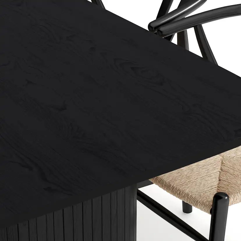 Matgrupp Bark Kopparbo Rektangulärt Matbord 200x100 cm med 6 Dastoori Matstol Svart